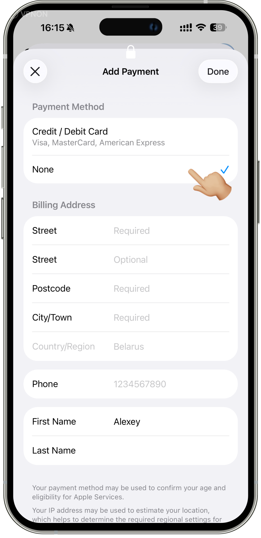 Updating Apple ID details